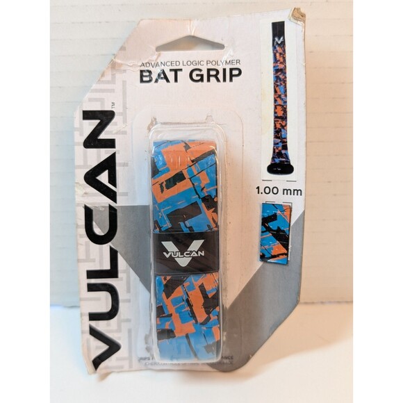 NEW VULCAN ADVANCED POLYMER BAT GRIPS - LIGHT 1.00 MM - Orange/Blue - Picture 1 of 2